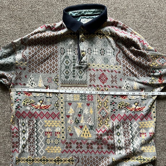 Vintage American Eagle Long Sleeve Polo Shirt Mens Large Holiday Christmas Theme - Picture 15 of 16